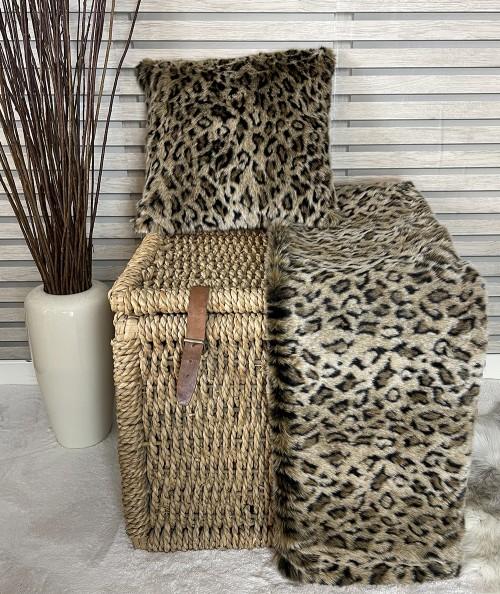 Luxury Wildcat faux fur throw with matching cushion