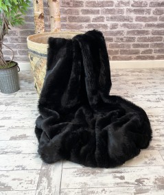 Midnight Black faux fur throw