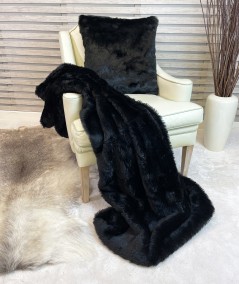 Economy black sofa throw with matching cushion