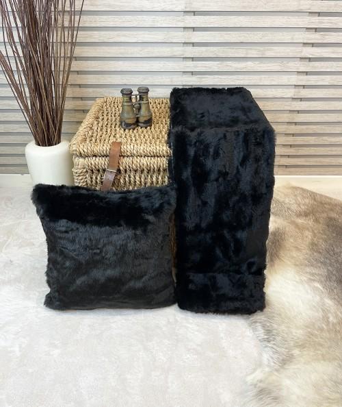 Midnight Black faux fur bedspread