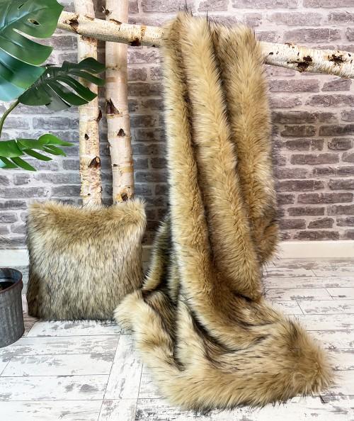 Luxury fur blanket and cushion