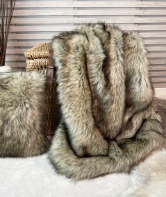 Luxury Cacomistle faux fur throw and cushion