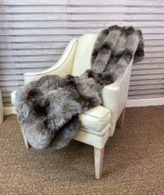 Economy striped faux fur throw