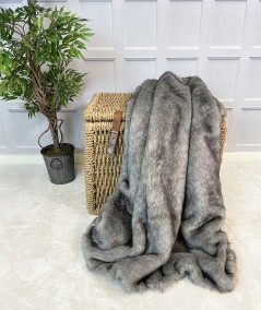 Luxury grey faux fur bedspread