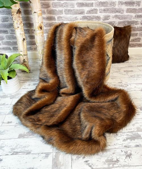 Long haired, large luxury fur bedspread