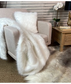 Luxury cream fur blanket with matching cushion