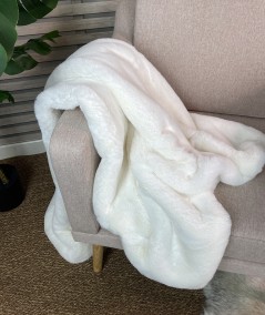 Extra large cream faux fur sofa throw