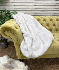 Pale silver white fur blanket