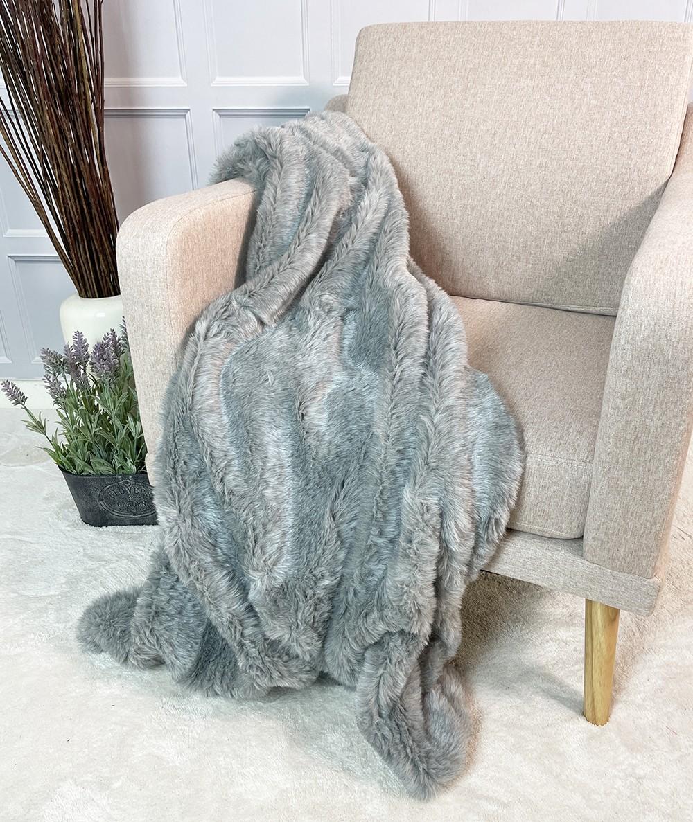 Aspen Grey faux fur throw