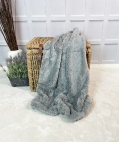 Pale grey faux fur sofa throw