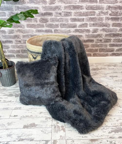 Dark grey economy fur blanket