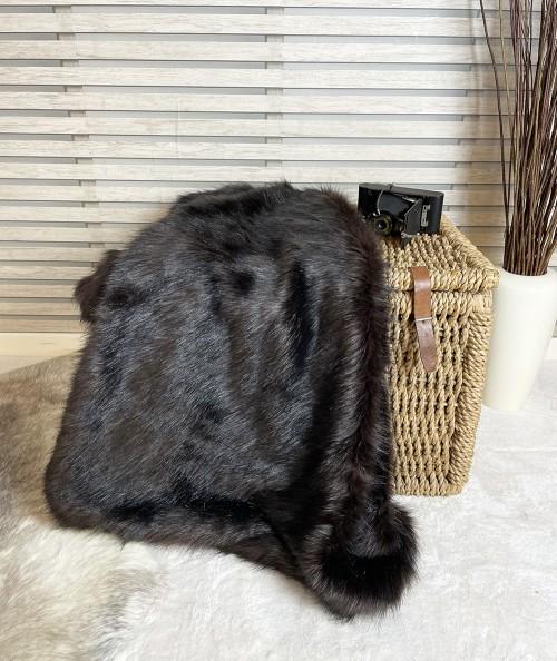 Luxury long haired dark brown faux fur blanket