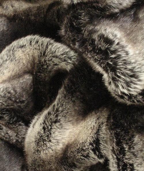 Close up image of the medium length striped Kensington faux fur