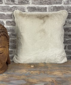 Short haired luxury faux fur cushion in beige