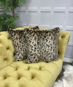 Brown animal print faux fur cushions