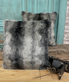 Ashford Black economy striped fur cushions