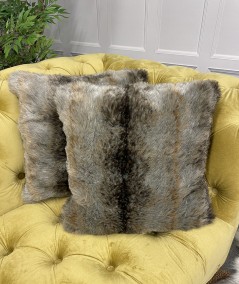 Ashford Grey Brown faux fur cushions