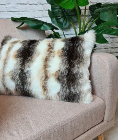 Ashford White rectangular fur cushion