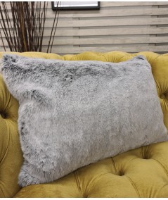 Luxury two-tone grey fur rectangular cushions