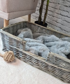 Grey faux fur pet bed