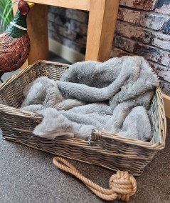 Aspen Grey luxury faux fur dog blanket