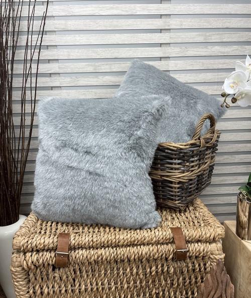 Light grey economy fur cushions