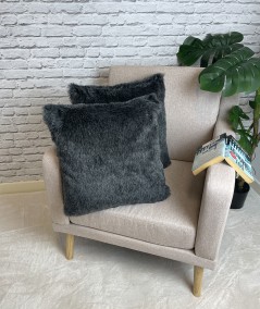 Dark grey fake fur cushions