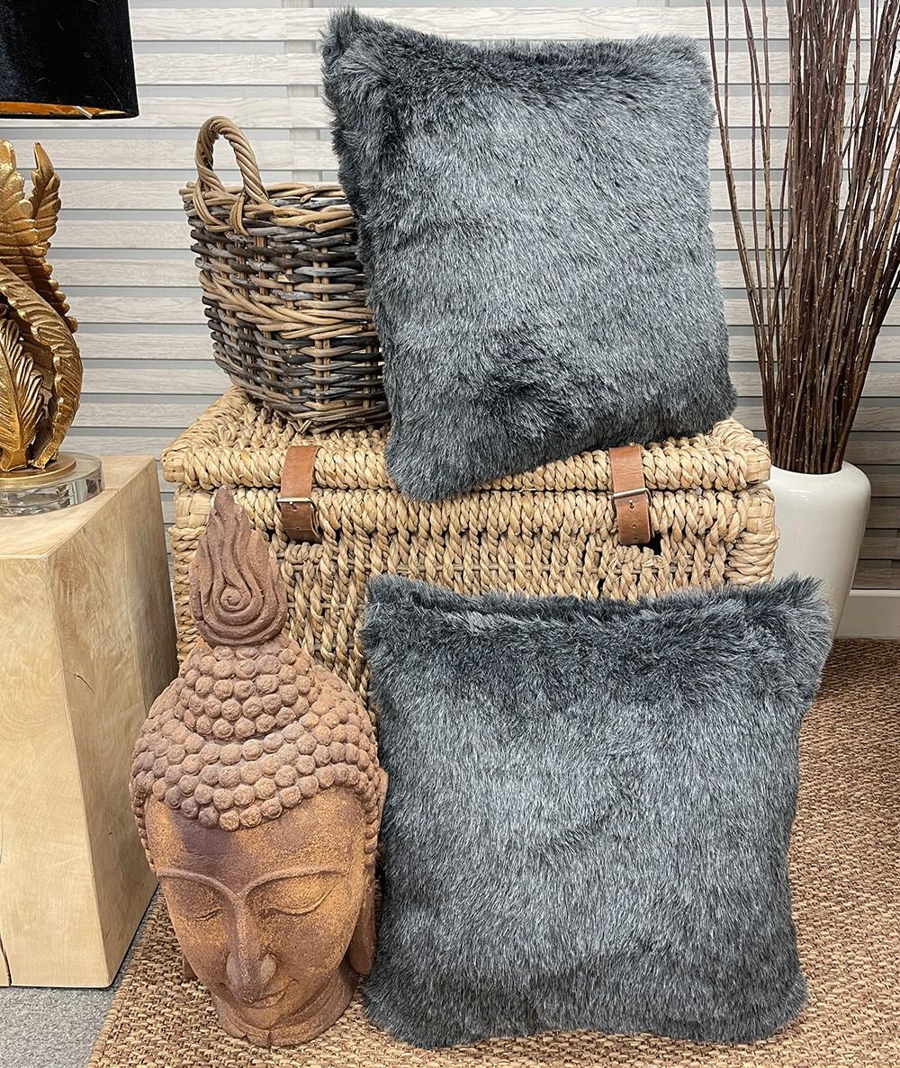 Chessington Grey Faux Fur Cushion