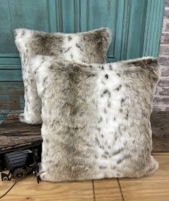 Striped Lynx Faux Fur Cushions