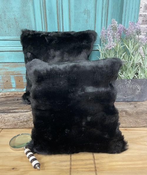 Midnight Black Faux Fur Cushion