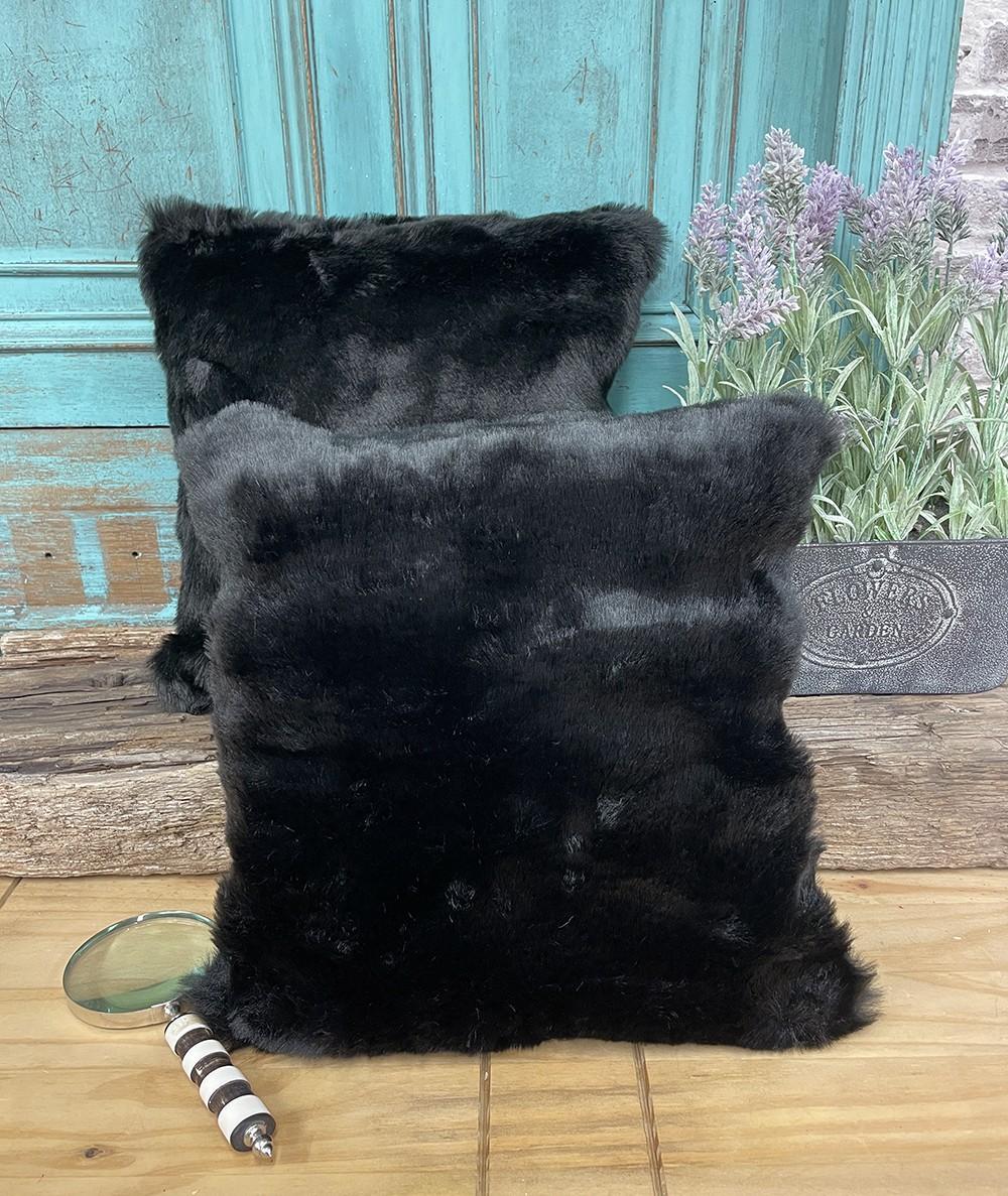 Midnight Black Faux Fur Cushion