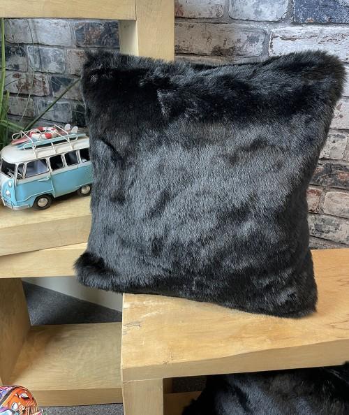 Black Faux Fur Economy Cushion