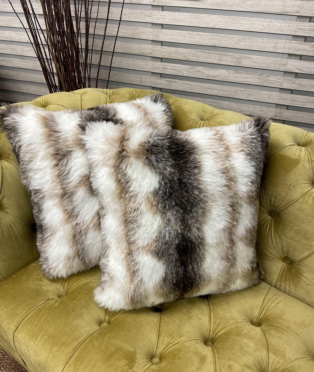 Ashford White Faux Fur Cushion