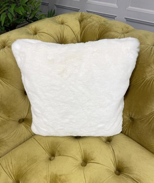 Cream furry cushion covers