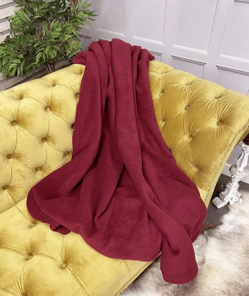 Maroon fleece sofa throw