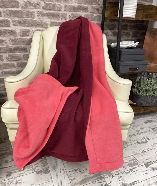 Reversible wine fleece blanket