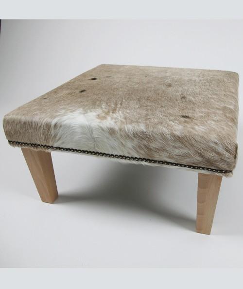 Medium square hair on hide footstool 301