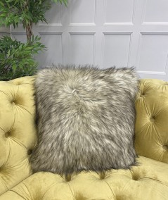 Luxury long haired cushions in beige and black faux fur