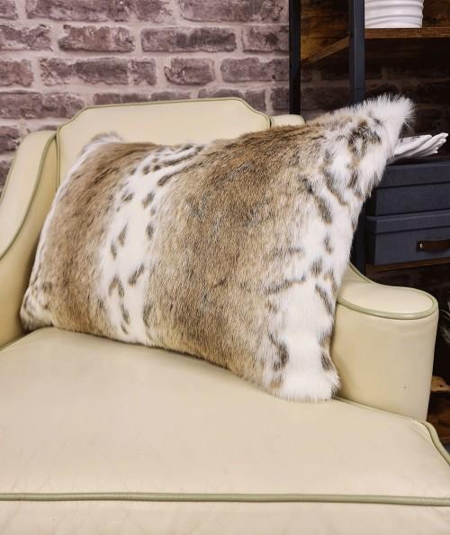 Striped animal print faux fur rectangular cushions