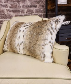 Striped animal print faux fur rectangular cushions