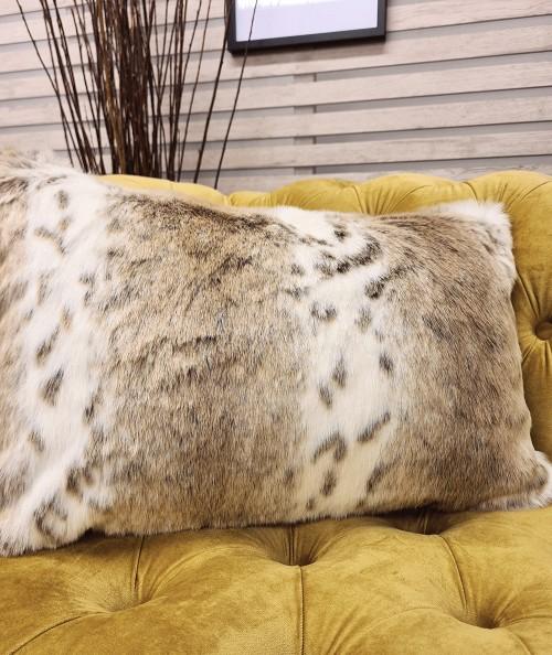 Striped animal print faux fur rectangular cushion covers