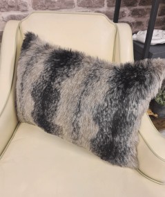 Rectangular striped fur cushions