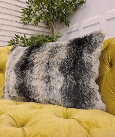 Ashford Black Rectangular Fur Cushion