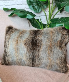 Ashford Grey Brown Rectangular Fur Cushion