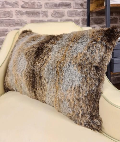 Ashford Grey Brown Rectangular Fur Cushion Covers