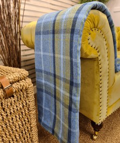 Blue Tartan Checked Blanket Throw