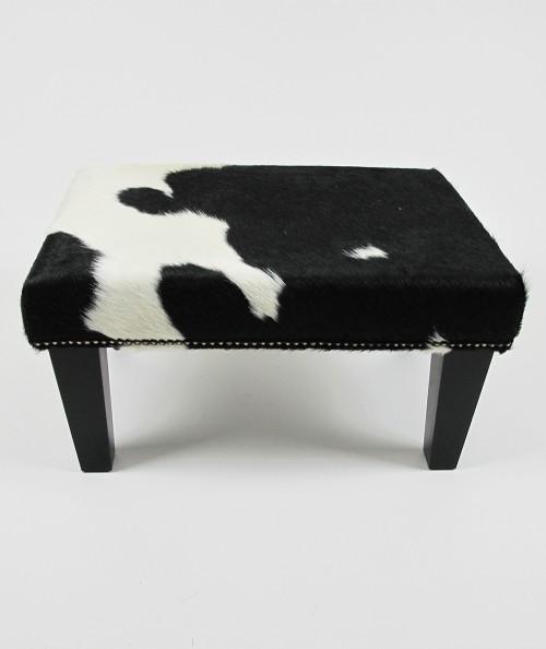 Small Black and White Cowhide Footstool 312