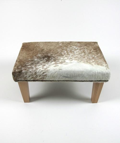 Small Beige and White Brindle Cowhide Footstool 313