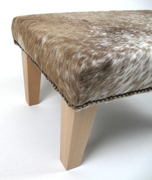 Small beige brindle rectangular hide footrest 313