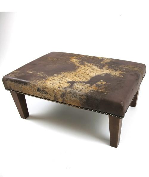 Large rectangular leather and hide footstool 317